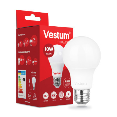 Лампочка Vestum A60 10W 4100K 220V E27 (1-VS-1105)