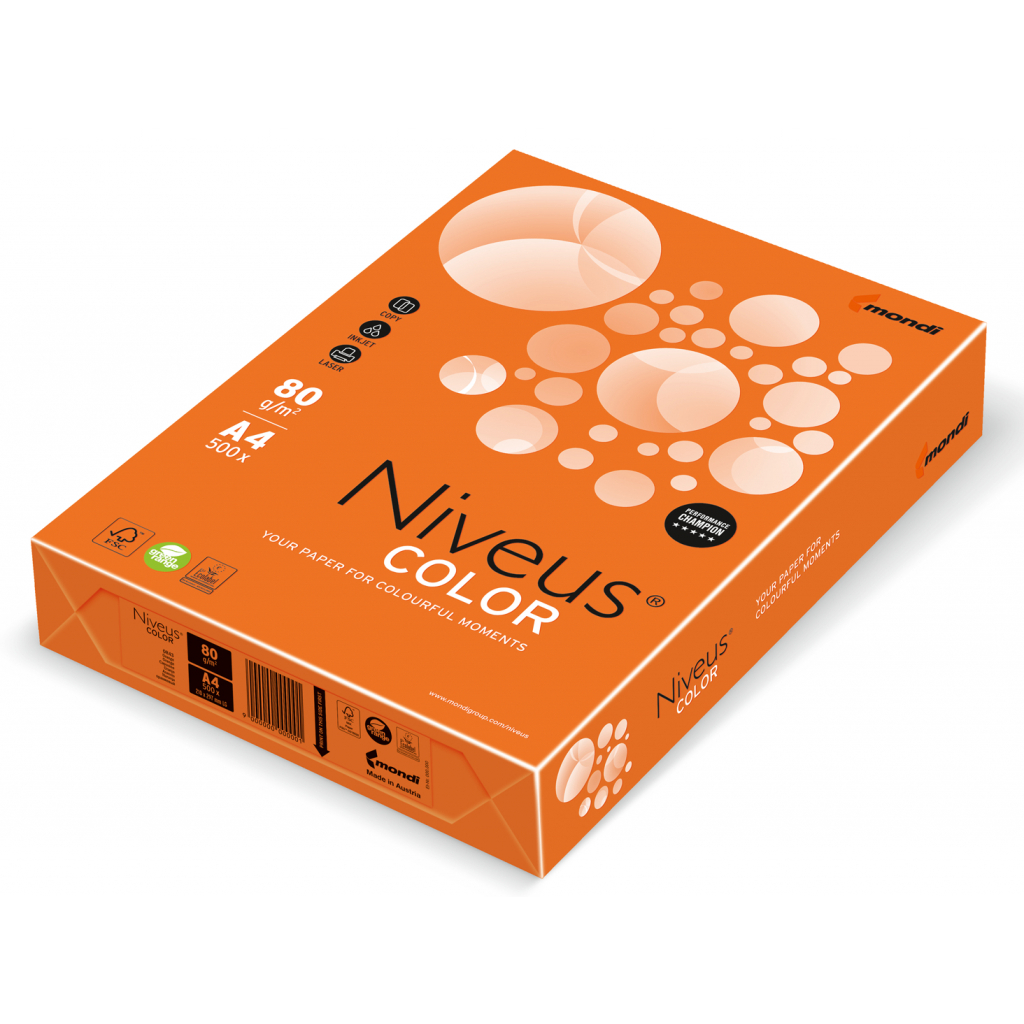 Папір Mondi Niveus COLOR intensive Orange A4, 80g, 500sh (A4.80.NVI.OR43.500)