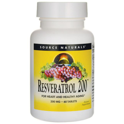 Антиоксидант Source Naturals Ресвератрол, Resveratrol, 200 мг, 60 таблеток (SN2293)