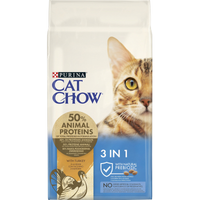 Сухий корм для кішок Purina Cat Chow Feline 3 в 1 з індичкою 400 г (7613034152039)