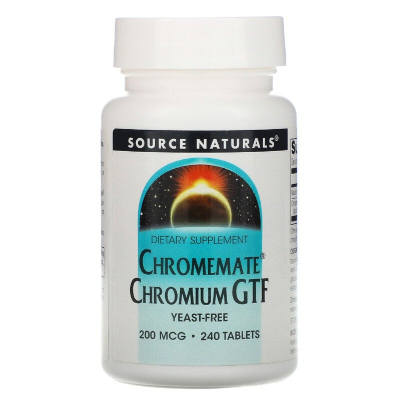 Мінерали Source Naturals Хром GTF 200мкг, ChromeMate, 240 таблеток (SNS-00107)