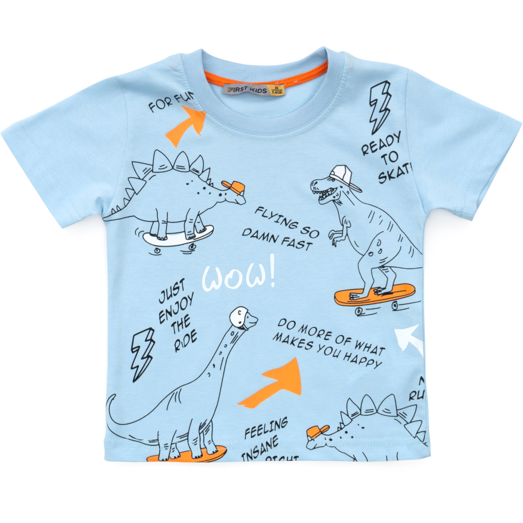 Футболка дитяча First kids з динозаврами (3032-86B-blue)