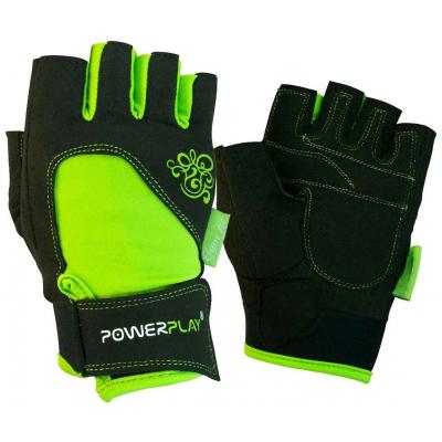 Рукавички для фітнесу PowerPlay 1728 XS Black/Green (PP_1728_XS_Black/Green)