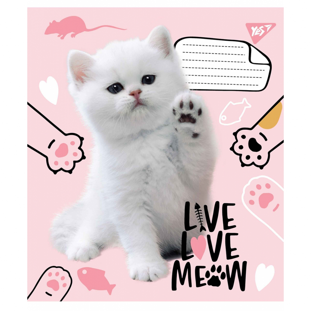 Зошит Yes А5 Live love meow 12 аркушів, лінія (765504)