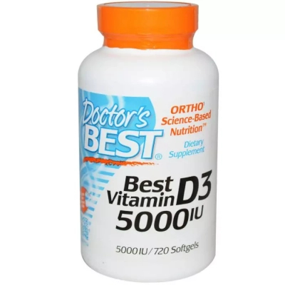 Вітамін Doctor's Best Вітамін D3 5000IU, 720 желатинових капсул (DRB-00363)