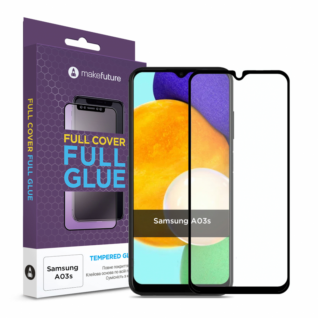 Скло захисне MakeFuture Samsung A03s Full Cover Full Glue (MGF-SA03S)