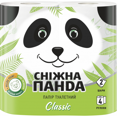 Туалетний папір Сніжна Панда Classic 2 шари 4 рулони (4823019007619)