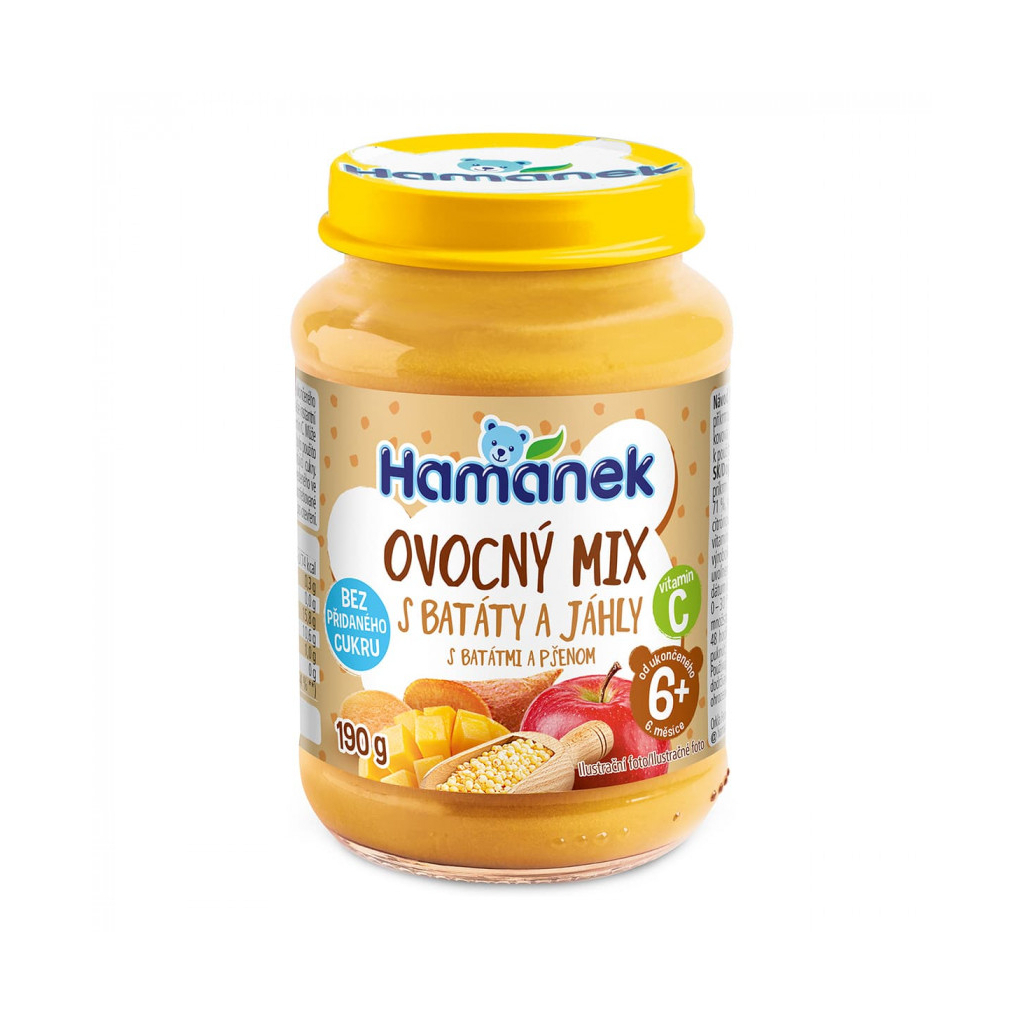 Дитяче пюре Hamanek Фруктовий мікс з бататом і пшоном 190 г (8595139799632)