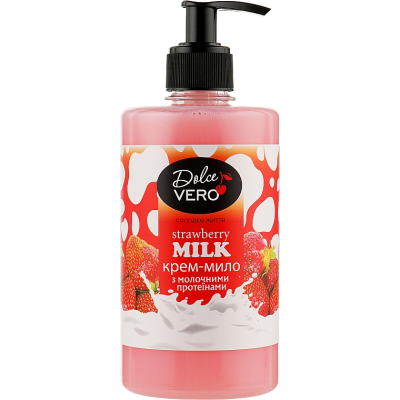 Рідке мило Dolce Vero Strawberry Milk з молочними протеїнами 500 мл (4820091146915)