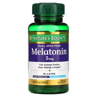 Амінокислота Nature's Bounty Мелатонін подвійного спектру, 5 мг, Melatonin Dual Spectrum, 60 таблев. (NRT53098)