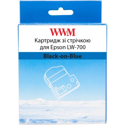 Стрічка для принтера етикеток WWM для Epson LW-700 24mm х 8m Black-on-Blue (WWM-SC24B)