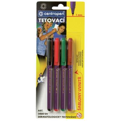 Маркер Centropen TATTOO 1 мм, set*4colors (2880)