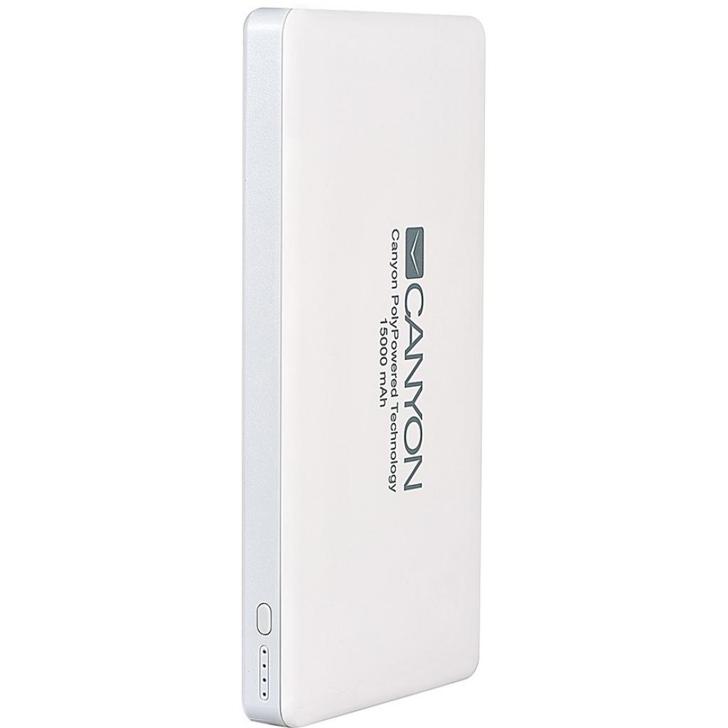 Батарея універсальна Canyon 15000mAh, Input 5V/2A, Output 5V/2A(Max), White (CNS-TPBP15W)