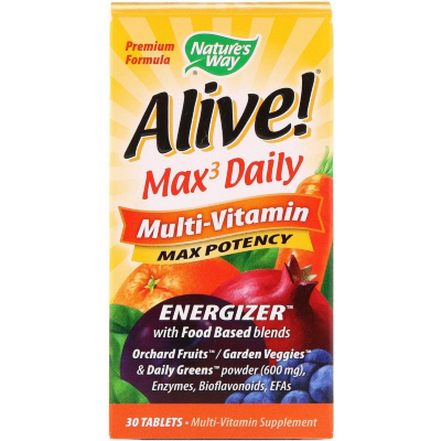 Мультивітамін Nature's Way Мультивітаміни з залізом, Alive! Max3 Daily, 30 таблеток (NWY-14925)