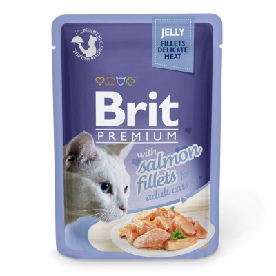 Вологий корм для кішок Brit Premium Cat 85 г (філе лосося в желе) (8595602518487)