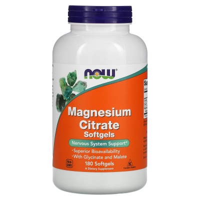 Мінерали Now Foods Магній Цитрат, Magnesium Citrate, 180 капсул (NOW-01298)