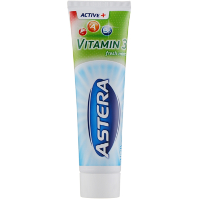 Зубна паста Astera Active+ Vitamin 3 Fresh Mint з вітамінами 100 мл (3800013510988)