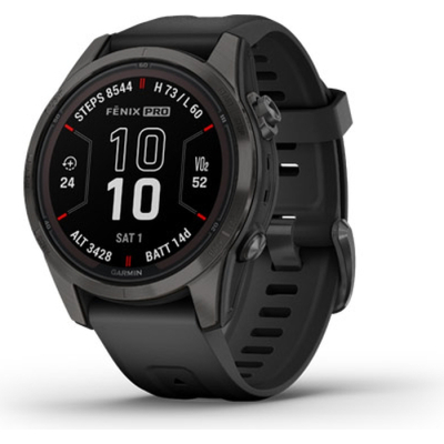 Смарт-годинник Garmin fenix 7S Pro Saph Solar, Carbon Gray Ti w/Black Band, GPS (010-02776-11)