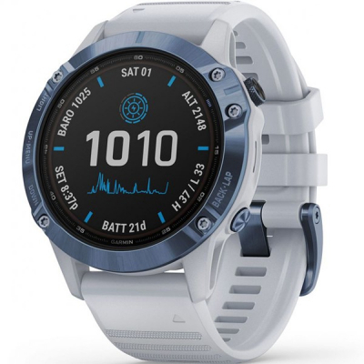 Смарт-годинник Garmin fenix 6 Pro Solar, Mineral Blue Titanium with Whitestone Ban (010-02410-19)