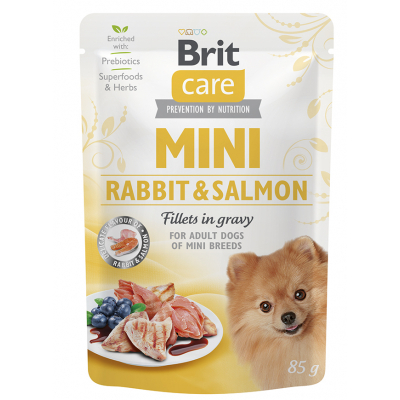 Вологий корм для собак Brit Care Mini pouch 85 г (філе кролика та лосося в соусі) (8595602534432)