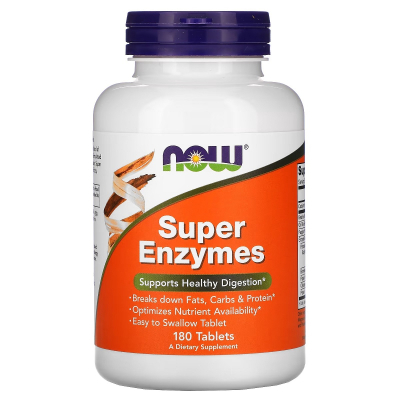 Пробіотики Now Foods Супер Ензими, Super Enzymes, 180 таблеток (NOW-02962)