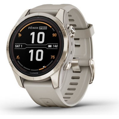 Смарт-годинник Garmin fenix 7S Pro Saph Solar, Soft Gold SS w/Lt. Sand Band, GPS (010-02776-15)