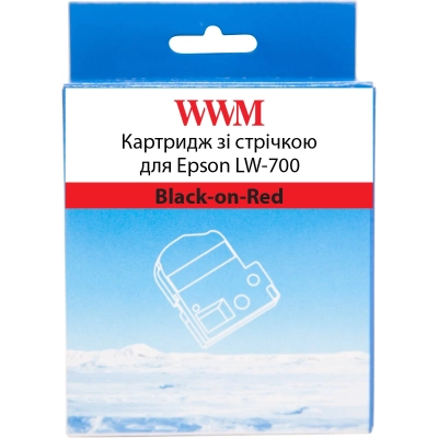 Стрічка для принтера етикеток WWM для Epson LW-700 24mm х 8m Black-on-Red (WWM-SC24R)