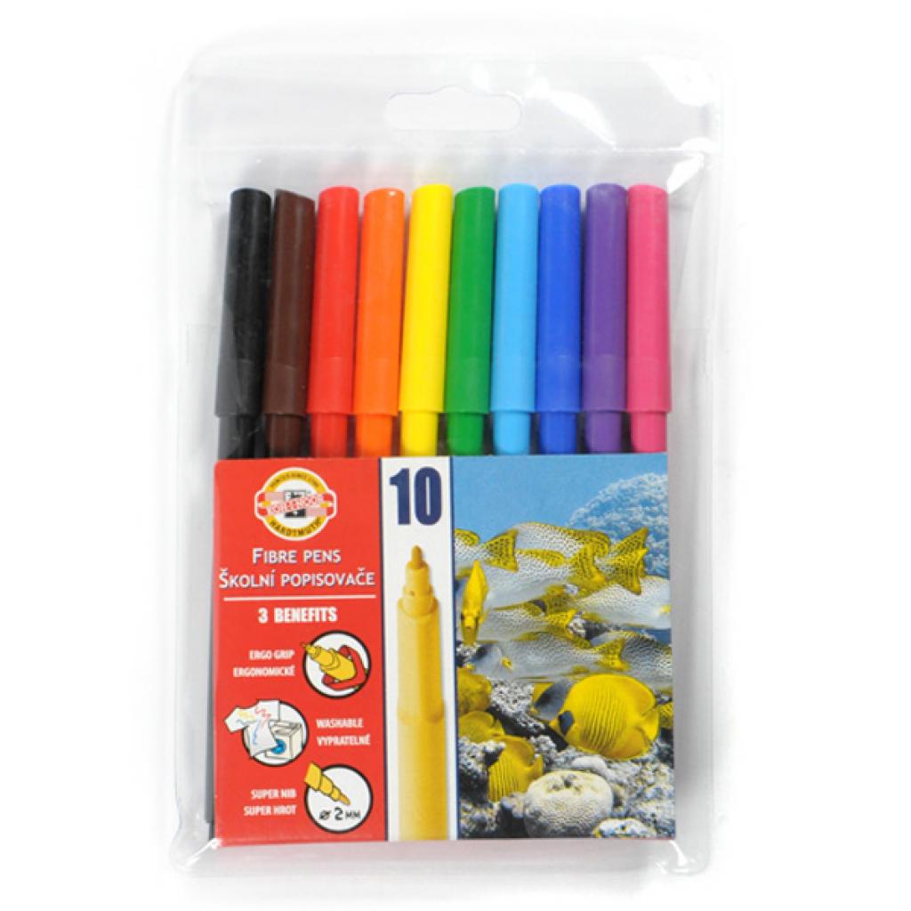 Фломастери Koh-i-Noor Fibre pens 1002, 10 colors, polyethylene (771002AJ01TE)