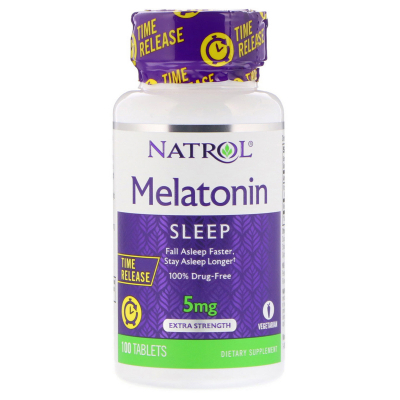 Амінокислота Natrol Мелатонін Підвищеною Сили Дії 5 мг, Melatonin, 100 таблі (NTL-04837)