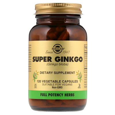 Трави Solgar Гінкго білоба Супер, Super Ginkgo Biloba, 120 желатинових ка (SOL-03915)