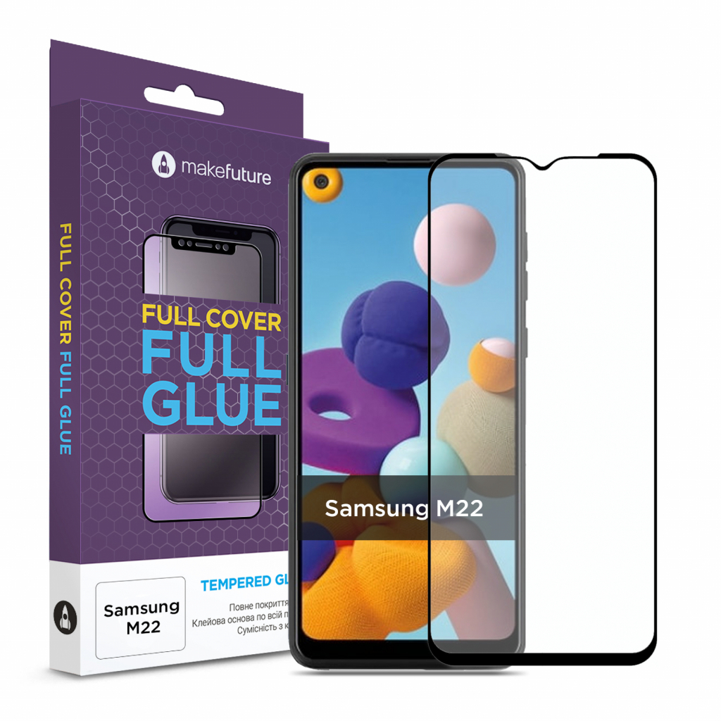 Скло захисне MakeFuture Samsung M22 Full Cover Full Glue (MGF-SM22)