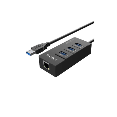 Концентратор Orico USB 3.0 3 port + RJ45 (HR01-U3-V1-BK-BP) (CA912742)