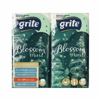 Серветки косметичні Grite Blossom Mint 3 шари 10 шт х 4 пачки (4770023349146)