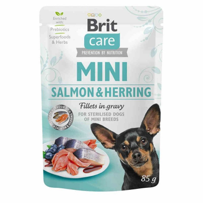 Вологий корм для собак Brit Care Mini pouch 85 г (філе лосося та оселедця в соусі) (8595602534449)