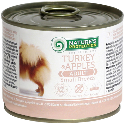 Консерви для собак Nature's Protection Adult Small Breeds Turkey&Apples 200 г (KIK24520)