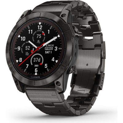 Смарт-годинник Garmin fenix 7X Pro Saph Sol, Crbn Gry Ti w/Crbn Gry Mtl Bnd, Ex, GPS (010-02778-30)