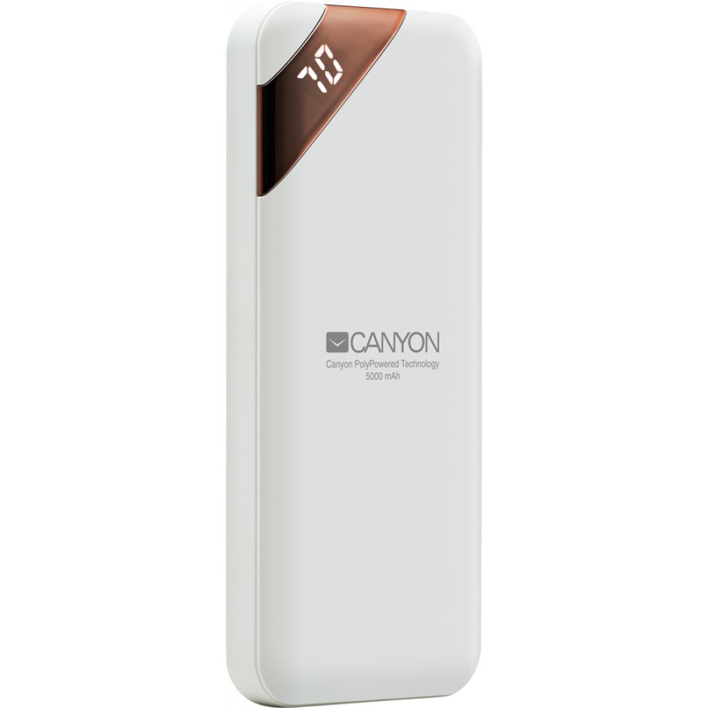 Батарея універсальна Canyon 5000mAh, Input 5V/2A, Output 5V/2.1A, White (CNE-CPBP5W)