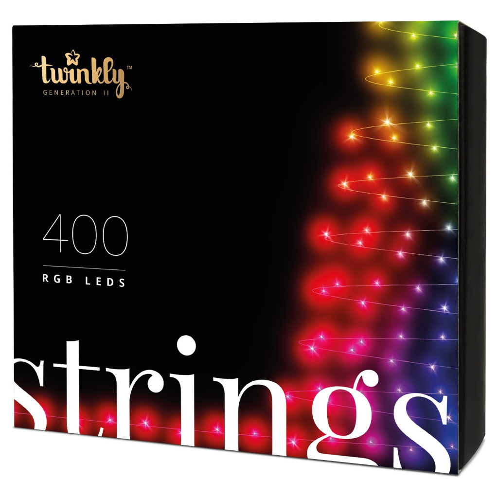 Гірлянда Twinkly Smart LED Strings RGB 400, BT+WiFi, Gen II, IP44 кабель чор (TWS400STP-BEU)