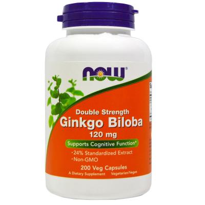 Трави Now Foods Гінкго білоба, Ginkgo Biloba, Double Strength, 120 мг, 200 к (NOW-04681)