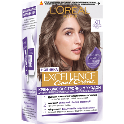 Фарба для волосся L'Oreal Paris Excellence Cool Creme 7.11 Ультрапопелястий русявий (3600523943210)