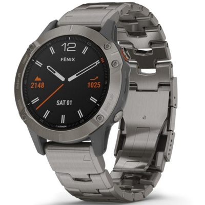 Смарт-годинник Garmin fenix 6, Sapphire,Titanium Gray w/Ti Band (010-02158-23)