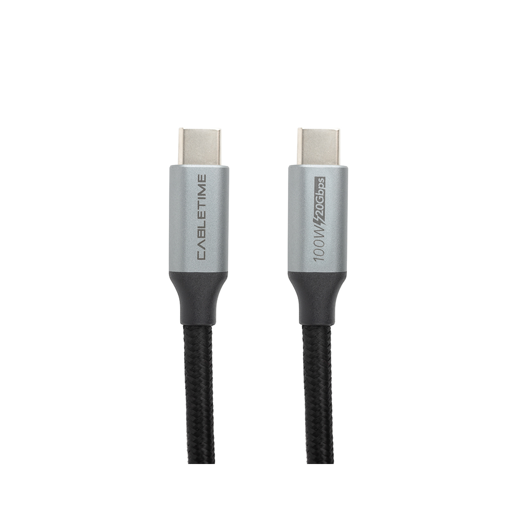 Дата кабель USB-C 3.1 to USB-C 1.0m 10Gbps, 100W, 20V/ 5A, 4K/ 60HZ PowerPlant (CA913312)