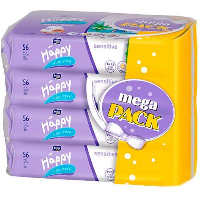 Дитячі вологі серветки Bella Baby Happy Sensetive Aloe Vera 56x4 паков Mega Pack (5900516015039)