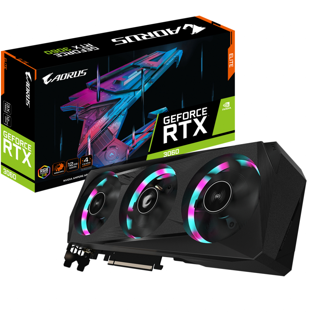 Відеокарта GIGABYTE GeForce RTX3060 12Gb AORUS ELITE 2.0 LHR (GV-N3060AORUS E-12GD 2.0)