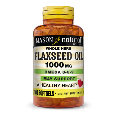 Трави Mason Natural Лляна олія 1000мг, Омега 3-6-9, Flax Seed Oil 1000mg Omega 3 (MAV13131)