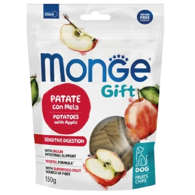 Ласощі для собак Monge Gift Dog Fruit Chips Sensitive digestion картопля з яблуком (веган) 150 г (8009470085786)