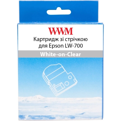 Стрічка для принтера етикеток WWM для Epson LW-700 24mm х 8m White-on-Clear (WWM-ST24S)