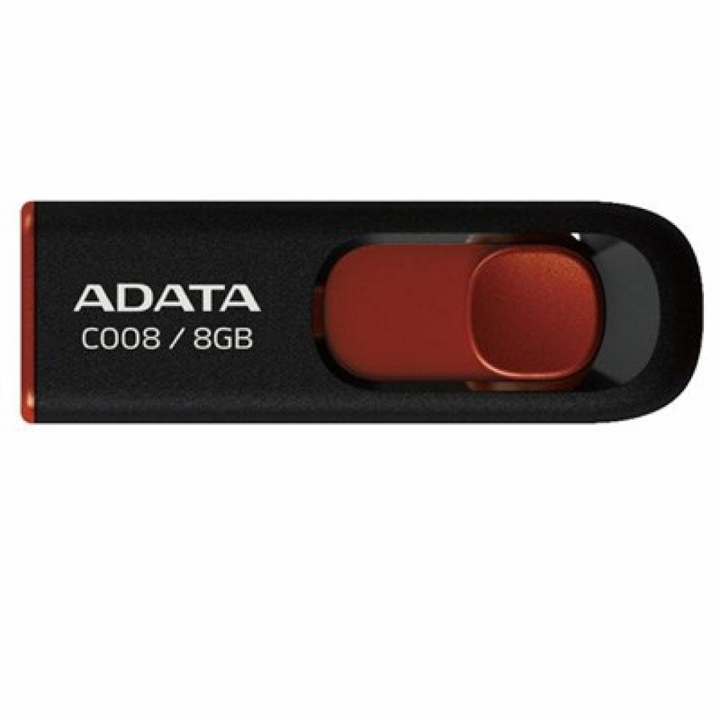 USB флеш накопичувач ADATA 8Gb C008 black+red (AC008-8G-RKD)