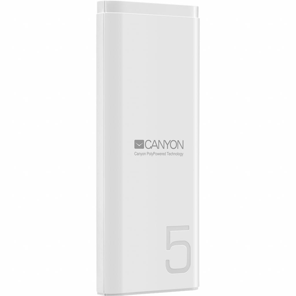 Батарея універсальна Canyon PB-53 5000mAh, Input 5V/2A, Output 5V/2.1A, White (CNE-CPB05W)