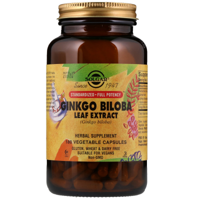 Трави Solgar Екстракт листя гінкго білоба, Ginkgo Biloba Leaf Extract, 18 (SOL-04132)